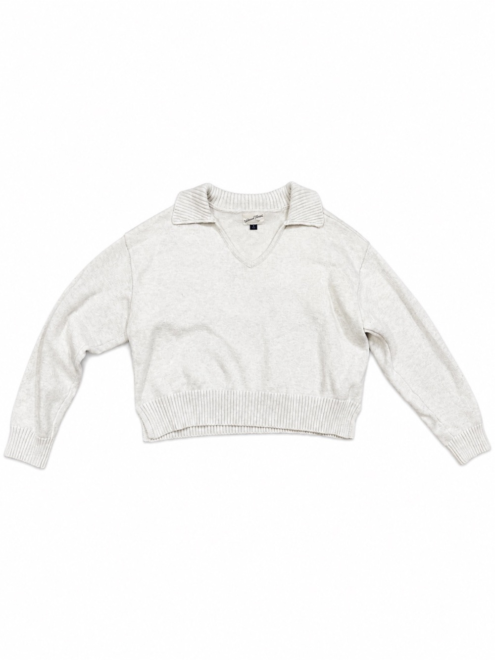 Universal Thread Light Gray V-Neck Collared Pullover Sweater